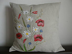 Úžitkový textil - Obliečka na vankúš lúčne kvety (35 x 35 cm) - 9750103_