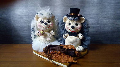 Sochy - Svadobný pár - ježkovia - 9752460_