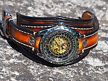 Náramky - Štýlové pánske kožené hodinky hnedé - 9753568_