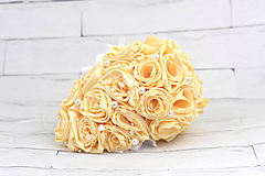  - Saténová kytica svadobná krémová ruže predĺžená - 9751433_