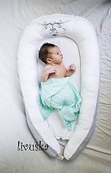 Detský textil - Vyšívané hniezdo pre bábätko šedé - 9756920_