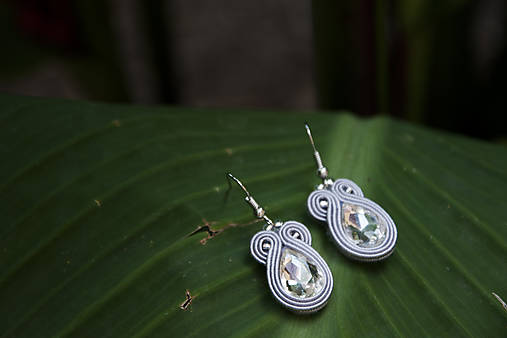 Náušnice - Anna soutache - sivé náušnice  - 9755690_