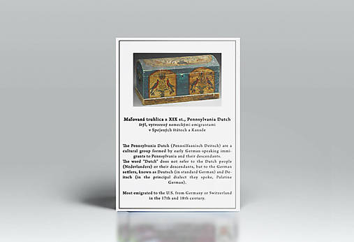 Ručne maľovaná miniatúrna truhlica Pennsylvania Dutch - hnedá