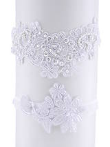 Spodná bielizeň - Sada svadobný podväzok bielý s čipky vyšívaný SA1 - 9761109_