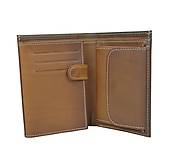 Pánske tašky - Pánska kožená peňaženka vo svetlo hnedej farbe, ručne tieňovaná - 9762632_