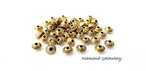 Korálky - Korálka zlatá 6 x 4 mm - 9765270_