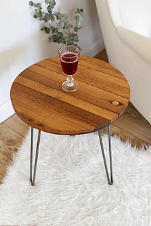 Nábytok - Sudový príručný stolík "hairpin" (Wine barrel side table "hairpin") - 9768137_