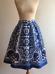 Sukne - slávnostná sukňa Blue Flower - 9767925_