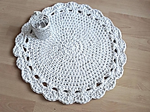 Úžitkový textil - Scandinavian háčkovaný koberec biely 50cm - 9769140_