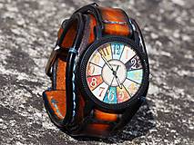 Náramky - Hnedočierny kožený remienok, dámske hodinky, unisex hodinky II - 9770530_