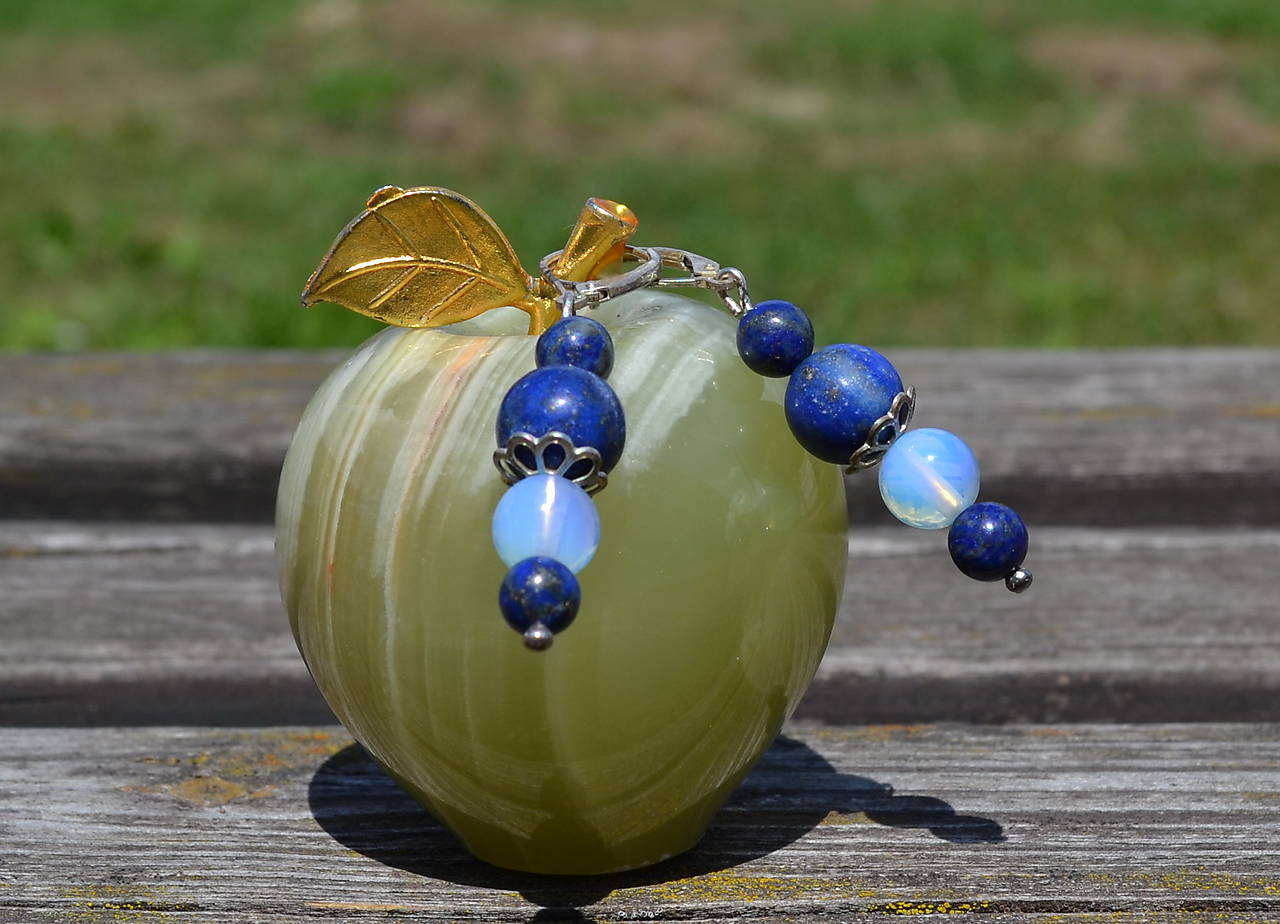 Lapis lazuli a opalit - náušnice Ag 925