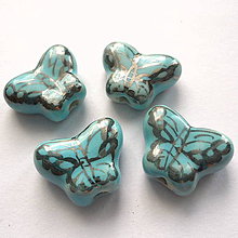 Korálky - Porcelán.motýlik 13x17mm-1ks (sv.modrá) - 9771663_