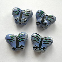 Korálky - Porcelán.motýlik 13x17mm-1ks (modrá) - 9771671_