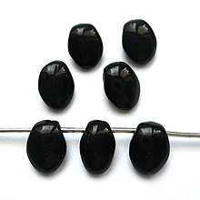 Korálky - Sklenené jazýčky 6x8mm-1ks (čierna) - 9772573_