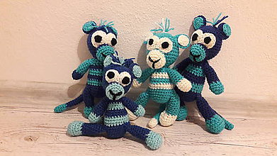 Hračky - opice škorice... :) (cca 19 az 21 cm - Modrá) - 9773576_