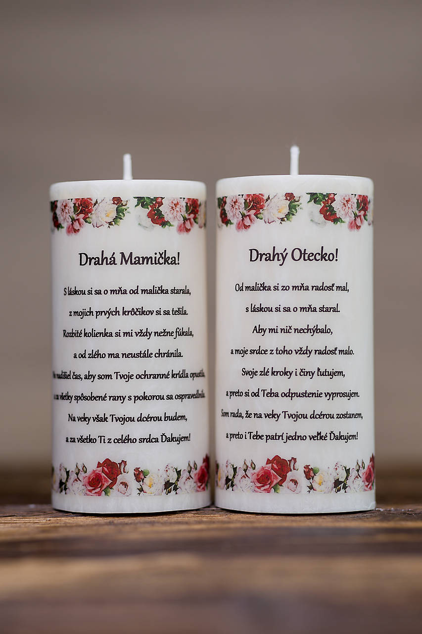 Poďakovanie svadobným rodičom - Vzor č.3 - Sviečka z palmového vosku