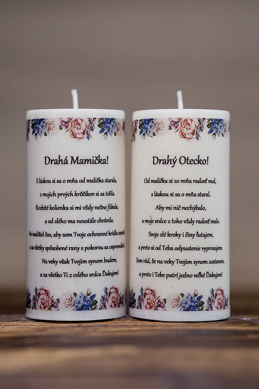 Poďakovanie svadobným rodičom - Vzor č.4 - Sviečka z palmového vosku