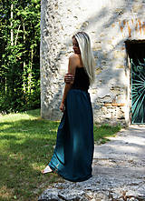 Sukne - MAXI šifónová sukňa tmavozelená - 9775004_