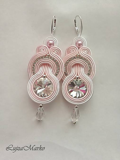 Náušnice - Dominika swarovski (Bielo-ružová) - 9775551_