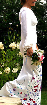 Šaty - Ručne maľované krásne svadobné šaty "blossom" - 9777945_