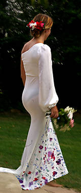 Šaty - Ručne maľované krásne svadobné šaty "blossom" - 9777947_