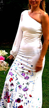 Šaty - Ručne maľované krásne svadobné šaty "blossom" - 9777949_