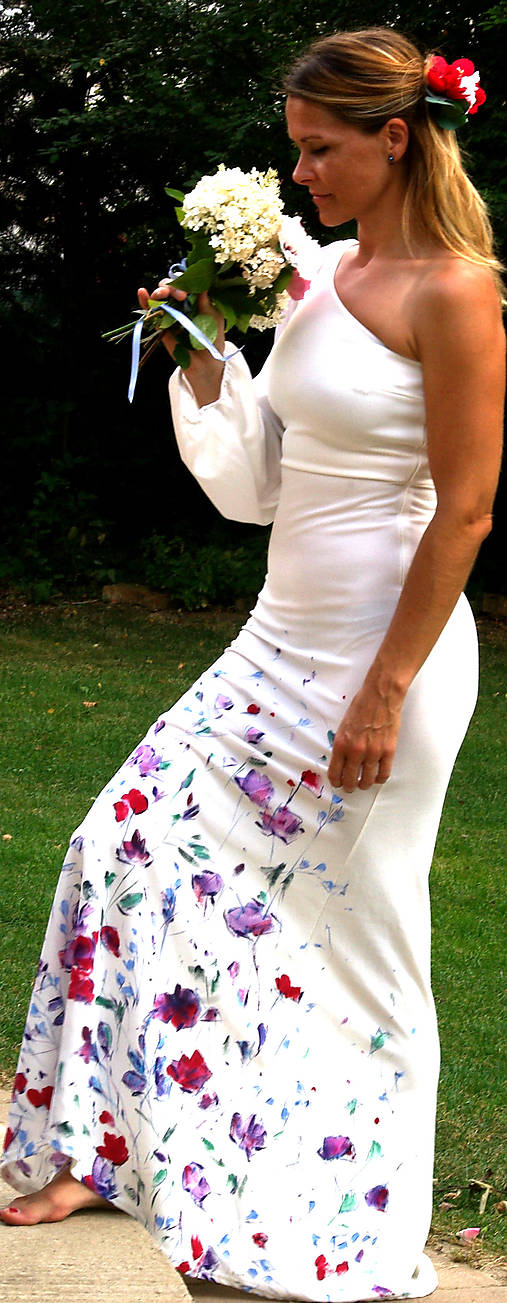 Ručne maľované krásne svadobné šaty "blossom"