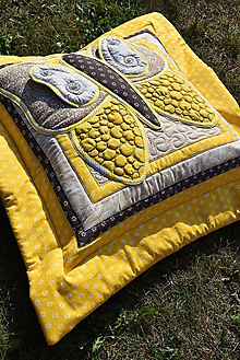 Úžitkový textil - Krajina divých kvetov - motýľ - žlto - hnedé prevedenie - 9779752_