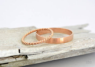 Prstene - 585/1000 zlaté snubné prstene , obrúčky (ružové zlato) - 9783820_