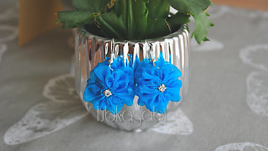 Náušnice - Kvetinové náušnice - turquoise shimmer - 9781875_