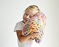 Úžitkový textil - Chunky detská deka "Rainbow" - 100 % pravá Merino vlna - 9782274_