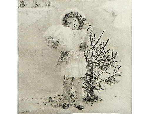  - Servítka "Vintage dievčatko so stromčekom" 80091 - 9782625_