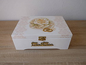 Úložné priestory & Organizácia - Svadobná krabička s ružou - 9785096_