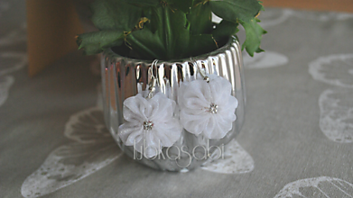Náušnice - Kvetinové náušnice - white shimmer - 9787331_