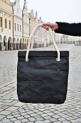 Veľké tašky - Papírová kabelka black // rope - 9786904_