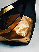 Veľké tašky - Papírová kabelka // black gold - 9787230_