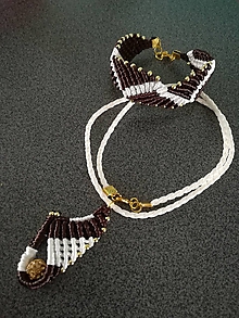 Sady šperkov - Bielo hnedý set - 9792454_