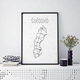 Grafika - ŠVÉDSKO, minimalistická mapa - 9792253_