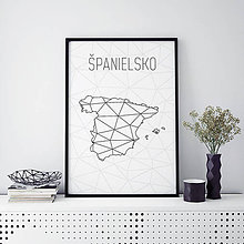 Grafika - ŠPANIELSKO, minimalistická mapa - 9792311_