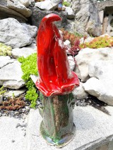Dekorácie - Keramický trpaslík zelený s kvetom - 9792705_