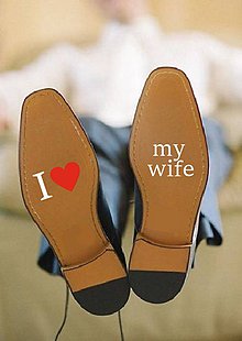 Úložné priestory & Organizácia - Nálepky na svadobné topánky - I love my wife - 9789648_