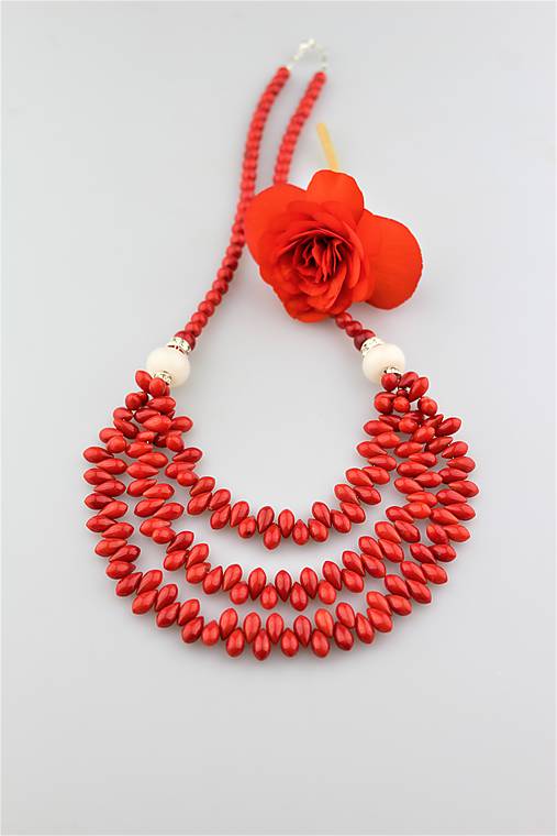  - koral červený náhrdelník luxusný - 9794096_
