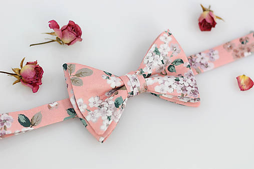 Pánsky ružový kvetinový exkluzívny motýlik - Josephine