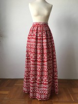 Sukne - červená folk sukňa Čičmany dlhá - 9797424_