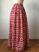 Sukne - červená folk sukňa Čičmany dlhá - 9797429_