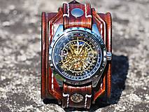Náramky - Pánske hodinky, kožený hnedý náramok II - 9798564_