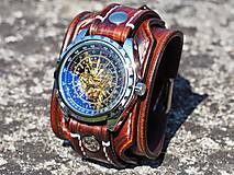 Náramky - Pánske hodinky, kožený hnedý náramok II - 9798565_
