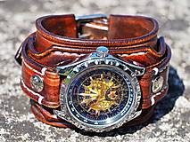 Náramky - Pánske hodinky, kožený hnedý náramok II - 9798567_