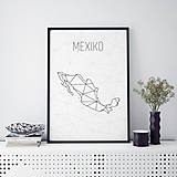 Grafika - MEXIKO, minimalistická mapa - 9797640_