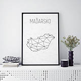 Grafika - MAĎARSKO, minimalistická mapa - 9797655_
